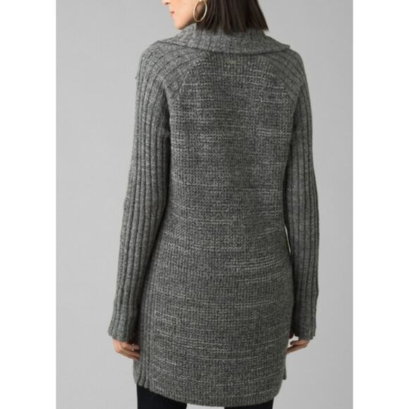 prAna Womans XS Yunna Long Cardigan Sweater Jacket Full Zip Organic Cotton Gray - Picture 4 of 13
